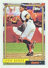 1992 Topps #593 Steve Decker San Francisco Giants Baseball Card