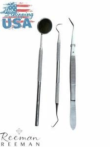 Kit Pulizia Dentale Acciaio Inox Strumenti Dentista per Trattamento Dentale 3 pz. - Foto 1 di 7