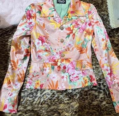 Chaqueta floral satinada seda Dolce & Gabbana. Hecho en Italia. Foto 1 de 4