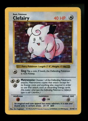 #2 Clefairy 5/102 Base Set SHADOWLESS 1999 Holo Rare WOTC Pokémon Card TCG - Image 1 of 4