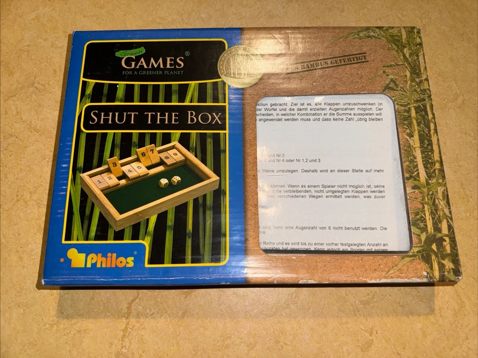 Shut The Box v. Philos *KOMPLETT* (Spiel,Holz,Bambus,Weihnachten) - Bild 1 von 4