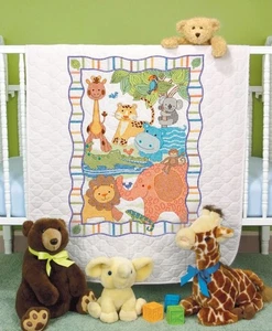 Dimensions Stamped Cross Stitch Kit Quilt Mod Zoo - Picture 1 of 1