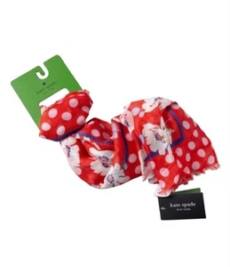 NWT $98 Kate Spade New York Springtime Floral Oblong Ponderosa Red Scarf 24x48” - Picture 1 of 4