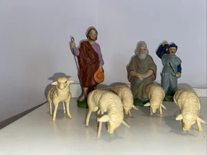 Putz Nativity Figures  Paper Composition Primitive Stick Leg Animals - Picture 1 of 21