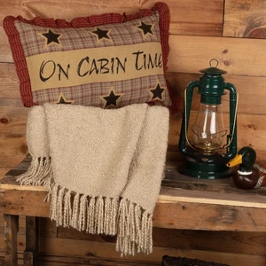 Rustic 14"x22" On Cabin Time Pillow Red Thanksgiving Bedroom Decor VHC Brands - Picture 1 of 7