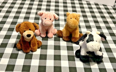 Gund Kids Chatter Farm Animals Plush Set – Cow, Dog, Pig, Horse  4” #20250 EUC - Image 1 of 4