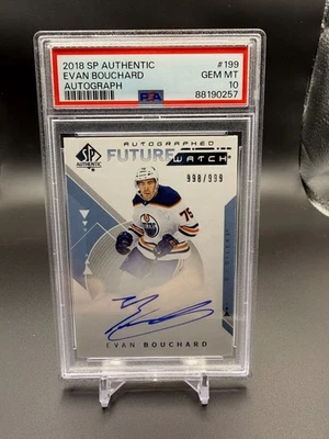 2018-19 SP Authentic #199 Evan Bouchard FW AU/949* RC PSA 10 Gem Mint - Image 1 of 2