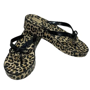 Kate Spade New York Rhett Cheetah Print Thong Wedge Sandals Size 10 - Picture 1 of 14