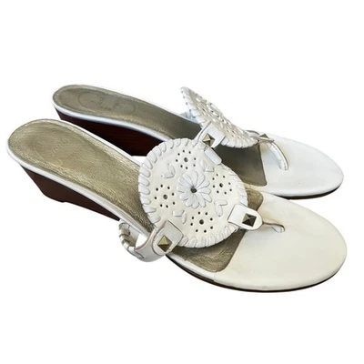 Jack Rogers Women's 7.5 Leather Wedge White Patent Leather Sandal Southern - Image 1 of 4