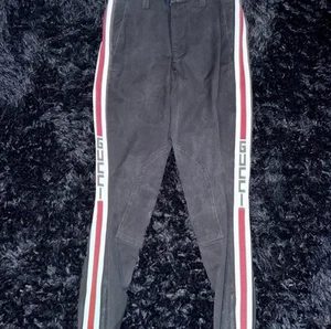 Gucci Technical Legging Pants Womens Small Black Side Striped Stretch Ankle Zip - Picture 1 of 5