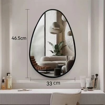 47cm Wall Mirror Self Adhesive Black High Clear Glass Mirrors Hallway Home Decor - Image 1 of 2