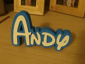 ANDY PERSONALIZE DISNEY NAME PLATE SIGN CUSTOM DOOR TAG FONT WALL BEDROOM BLUE - Picture 1 of 1