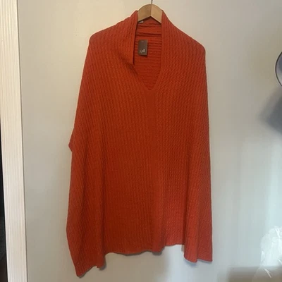 J.Jill пончо один размер оранжевый специи цвет шерстяная смесь кабель трикотажа - Изображение 1 из 4