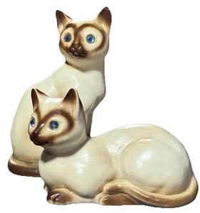 De colección Victoria Cerámica Gato Siamés Sal y Pimienta Azul Estrás Ojos Japón - Imagen 1 de 4
