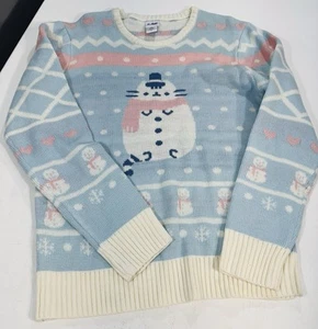Suéter Pusheen Grande Invierno Azul Rosa Blanco Muñeco de Nieve Pequeño - Imagen 1 de 9