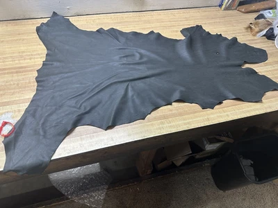 Top Grain Leather Black Deer Skin approximately 7 sq ft ID 0016701 Row S - Image 1 of 4