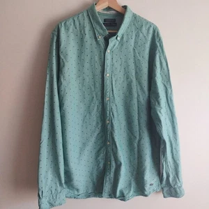 Scotch & Soda Mens Oxford Shirt XXL Green Dot Cotton Classic Fit Button Up - Picture 1 of 10