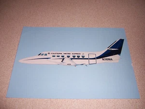 Tarjeta de publicidad de avión Eastern Metro Express Jetstream 31 de los años 70 - Imagen 1 de 2