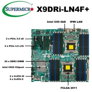 Supermicro X9DRi-LN4F+ Rev 1.20A C602 FCLGA2011 DDR3 i350 PCIe 3.0 Motherboard - Bild 1 von 1