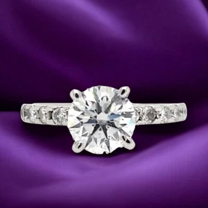 14K White Gold Engagement Ring Round Cut 1.25 Ct Lab Created IGI Diamond - Picture 1 of 11