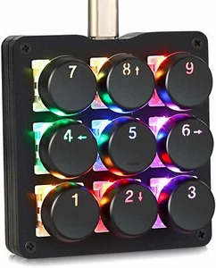9 Keys Macro Mechanical Keyboard RGB LED Backlit Blue Switches with Round Keycap - Picture 1 of 6