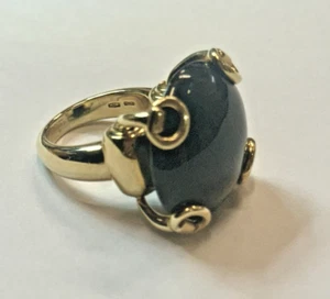 Gucci Italy 18K Yellow Gold and Black Onyx Horsebit Ring - Picture 1 of 6