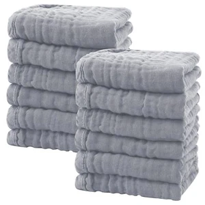 12 Pack Baby Muslin Washcloths - Soft Face Cloths for Newborn, Absorbent Bath... - Picture 1 of 7