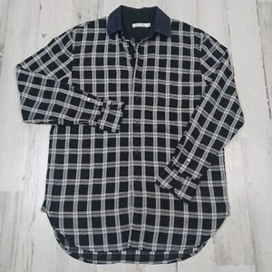 Rag & Bone Shirt Mens XS Black Plaid Check Long Sleeve Button Up Casual Flaw - Picture 1 of 10