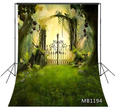 5x7ft Fairytale Magic Forest Garden Arch Door Vinyl Backdrop Photo Background LB - Image 1 of 4