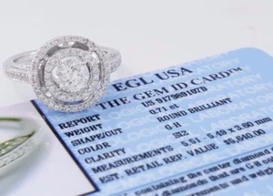 Round Diamond Halo Engagement Ring 1.30 ct 14K White Gold EGL-USA Rtl $5,640 - Picture 1 of 11