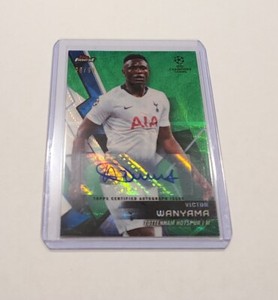 2018/19 Topps Finest UEFA CL Auto Green Wave Ref Soccer Card Victor Wanyama28/99