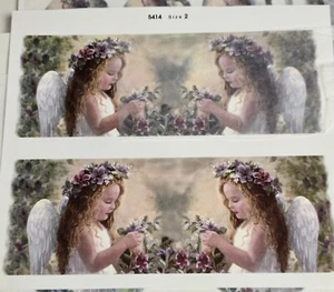 Lote #57 calcomanías vintage transferencias toboganes de agua cerámica artesanía ÁNGEL FLORAL NIÑA - Imagen 1 de 7