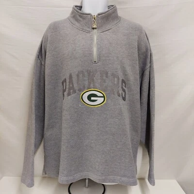 GREEN BAY PACKERS 1/4 Zip Sweatshirt Pro Player VINTAGE 90's Grey XXL - Image 1 of 4