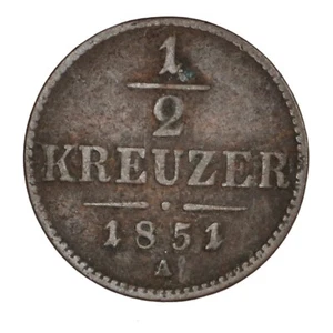AUSTRIA Franz Joseph I 1/2 Kreuzer 1851 A - Imagen 1 de 2