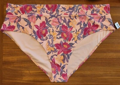 Old Navy Women's 4X High-Waisted Banded PEACH FLORAL Bikini Swim Bottoms #26423 - Image 1 of 3