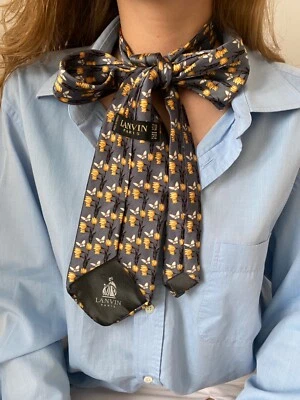 CORBATA LANVIN GRIS TULIPÁN 100% SEDA HOMBRE HECHA EN FRANCIA Foto 1 de 4