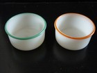 2 ramequins coupelles salade de fruits bordure orange vert Huile Lesieur Arcopal