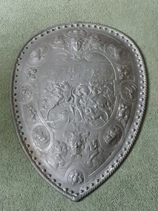 Large Heavy Antique Pewter Shield King Henry II France Battle Of Cannae - Picture 1 of 10