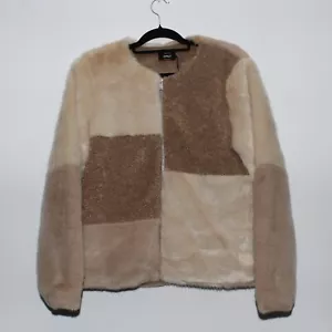 Womens ONLY Faux Fur Dark Light Brown Jacket Size XL - EXTRA LARGE - Picture 1 of 10