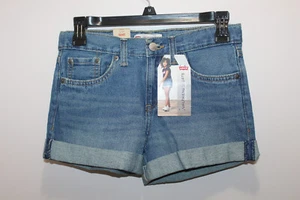 LEVI'S GIRLS GIRLFRIEND SHORTS DENIM CUFFED HEM BLUE SIZE 12 REG - Picture 1 of 6