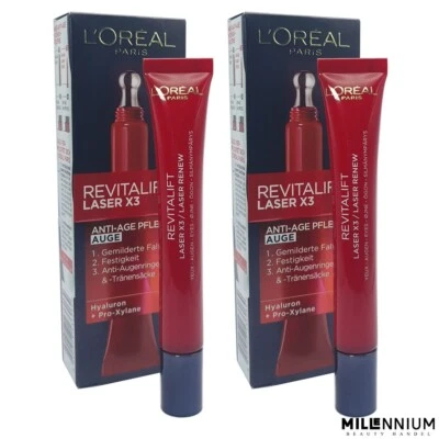 L'Oréal Paris  2 x 15ml RevitaLift Laser X3 Anti-Age Pflege Auge Loreal OVP - Bild 1 von 2