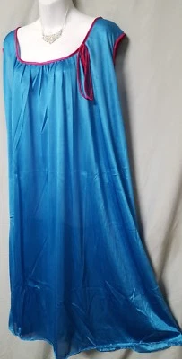 Only Necessities Blue Pink NIGHTGOWN Calf SEXY SLEEVELESS Plus 2X 60" BUST - Image 1 of 4