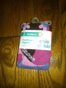 NUEVAS MALLAS INFANTILES OKIE DOKIE GRUESAS DE PESO PESADO MARRÓN ROSA PÚRPURA CON FLORES 0-9 MO - Imagen 1 de 1