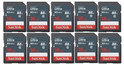 16GB Sandisk Ultra C10 SD cards 10 pack for Camera / Trail Camera / Computers - Image 1 of 4