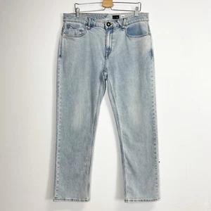 Volcom Jeans Mens 34 Solver Modern Straight Partial Tags Flaw Light Wash - Picture 1 of 16
