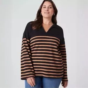 LANE BRYANT Striped Relaxed Long Sleeve Drop Shoulder Sweater 18/20 - Picture 1 of 8