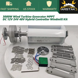 3000W Wind Turbine Generator PWM DC 12V 24V 48V Hybrid Controller Windmill Kit - Picture 1 of 21