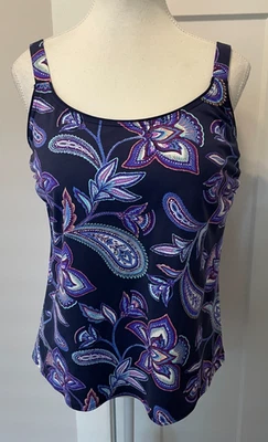 LANDS END Womens SWIM TOP  Bathing Suit Top BLUE Purple PAISLEY Size 12  NWT - Image 1 of 4