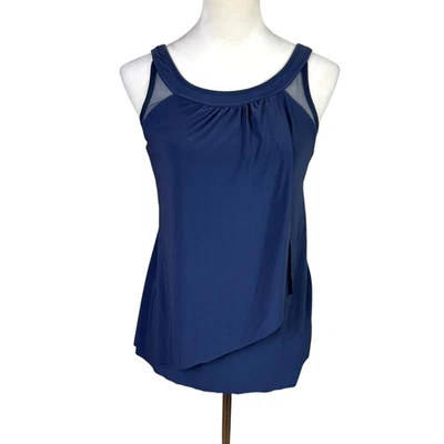 Traje de baño Tankini Miraclesuit 10 azul marino con aros malla escote recogido Top Foto 1 de 4
