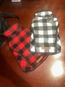 BNWT Bundle (2) Eddie Bauer Dog Vest/Coat/Jacket Black/Red & White/Black - Picture 1 of 7